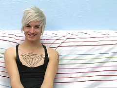 Austin shows up for his first interview and blasts the camera with his sensual and fun personality and a big load of cum from his hot cut dick his fir