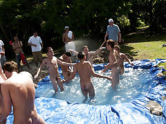 I mean its not embarrassing enough playing naked in a nasty fake pool group men sex